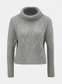 Šedý krátký svetr s rolákem Miss Selfridge