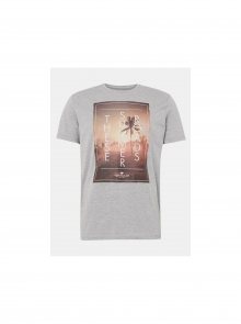 Šedé pánské žíhané tričko s potiskem Tom Tailor