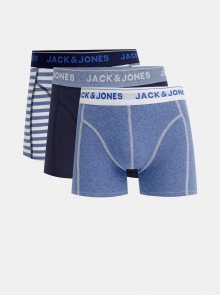 Sada tří boxerek v modré a bílé barvě Jack & Jones Solid