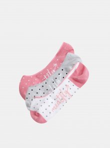 Sada tří párů dámských nízkých ponožek v růžové, bílé a šedé barvě Meatfly