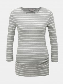Bílo-šedé pruhované těhotenské tričko s 3/4 rukávem Dorothy Perkins Maternity