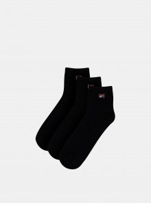 Sada tří párů pánských černých kotníkových ponožek FILA