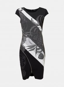 Šedo-černé vzorované pouzdrové šaty Desigual Mojaves