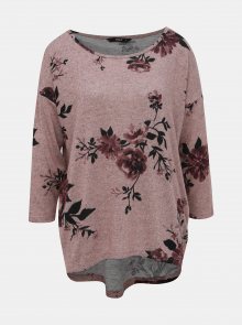 Růžový květovaný volný svetr ONLY Elcos