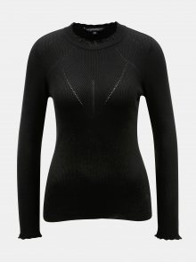 Černý žebrovaný svetr s ozdobnými lemy Dorothy Perkins