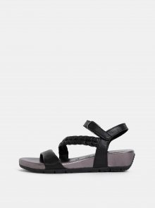 Černé kožené sandály na klínku Tamaris