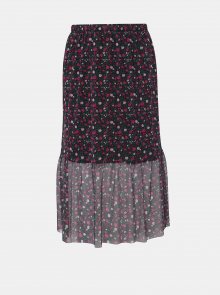 Růžovo-černá květovaná midi sukně Zizzi Laila