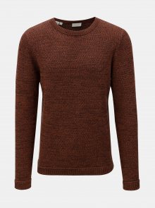 Hnědý žíhaný basic svetr s kulatým výstřihem  Selected Homme Victor