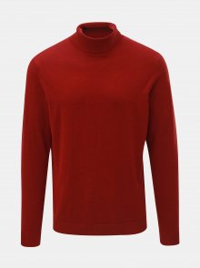 Červený basic svetr s rolákem a příměsí hedvábí Selected Homme Tower