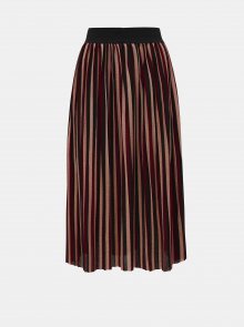 Vínová žebrovaná pruhovaná midi sukně ONLY Way 