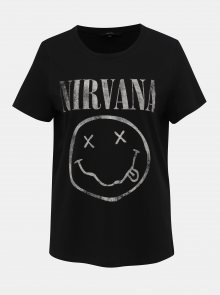 Černé tričko s potiskem VERO MODA Nirvana