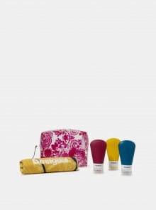 Transparentní vzorovaná cestovní kosmetická taštička s ručníkem Desigual