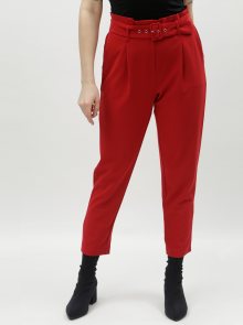 Červené zkrácené kalhoty s vysokým pasem TALLY WEiJL