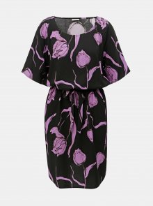 Fialovo-černé květované šaty s páskem Jacqueline de Yong Isha
