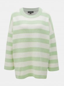 Krémovo-zelený pruhovaný volný basic svetr Selected Femme Neo