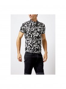Bílo-černé vzorované polo tričko Burton Menswear London