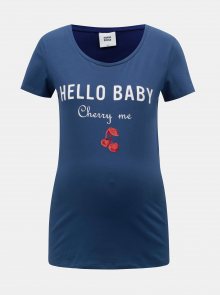 Modré těhotenské tričko s potiskem a flitry Mama.licious Kristine