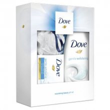 Dove Vyživující sada tělové péče s mycí houbou Nourishing Beauty (Shower Gel+Cream Bar+Shower Sponge)