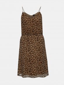 Hnědé šaty na ramínka  s leopardím vzorem VERO MODA Wonda