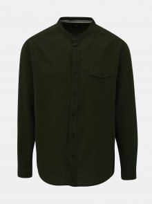 Khaki košile s příměsí lnu Burton Menswear London