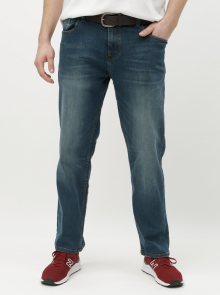 Modré straight džíny s páskem Burton Menswear London