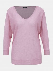 Růžový lehký svetr s 3/4 rukávem M&Co 