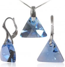 MHM Souprava šperků Triangle Aquamarine Ag 34198 (náušnice, řetízek, přívěsek)
