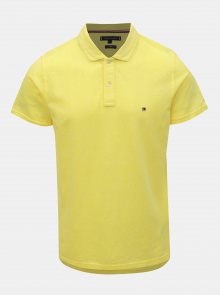 Žluté pánské lněné basic polo tričko Tommy Hilfiger