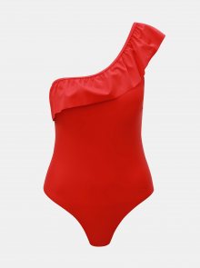 Červené jednodílné plavky s volánem Pieces Bianca