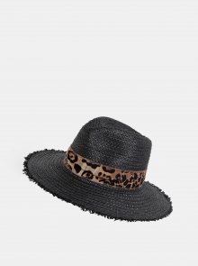 Černý klobouk se stuhou s leopardím vzorem Dorothy Perkins