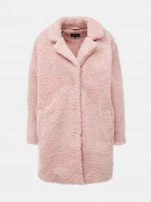 Světle růžový kabát z umělé kožešiny ONLY Aurelia