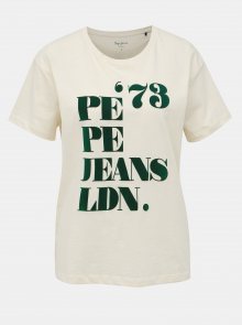 Krémové dámské tričko s potiskem Pepe Jeans Mia