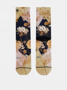 Květované dámské ponožky ve zlaté barvě XPOOOS