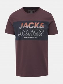 Hnědé slim fit tričko s potiskem Jack & Jones CORE Jonah
