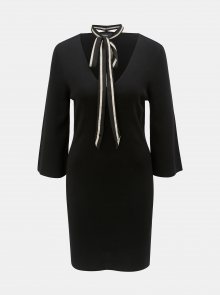 Černé svetrové šaty s odnímatelnou mašlí ONLY Noora