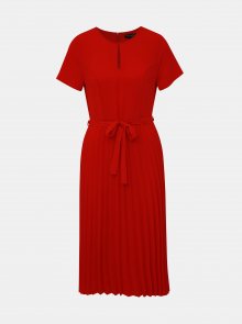 Červené midi šaty s plisovanou sukní Dorothy Perkins 