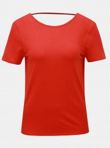 Červené tričko s výstřihem na zádech Noisy May
