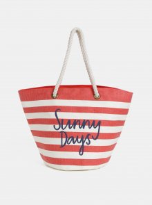 Krémovo-červená dámská pruhovaná plážová taška Tom Joule