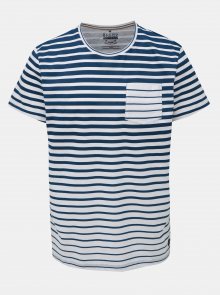 Bílo-modré pruhované tričko s kapsou Blend