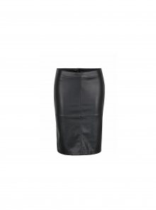 Černá koženková pouzdrová sukně s rozparkem VILA Pen New