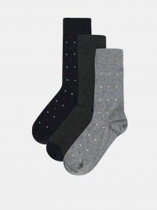 Sada tří párů ponožek v šedé a modré barvě Burton Menswear London