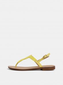 Žluté kožené sandály s korálky Pieces Carmensia