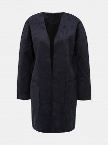 Tmavě modrý kabát v semišové úpravě ONLY Nicola