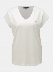 Krémové basic tričko s výšivkou VERO MODA Clia