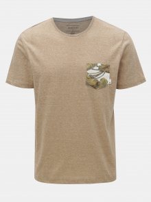 Světle hnědé žíhané modern fit tričko s kapsou Quiksilver
