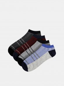 Sada čtyř párů šedých kostkovaných ponožek Jack & Jones Net