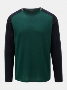 Tmavě zelený lehký svetr z Merino vlny Selected Homme Thom