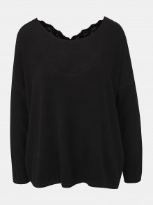 Černý lehký svetr s krajkovým detailem ONLY Kleo