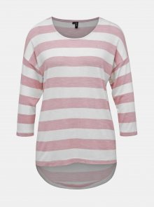 Krémovo-růžové pruhované tričko VERO MODA Wide