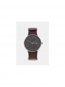 Pánské hodinky ve stříbrné barvě s hnědým koženým páskem CHPO Harold